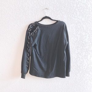 NWT Vivi Black Asymmetrical Chain Sweater